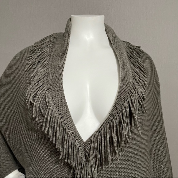 Marvelush Fringed Taupe Open Cardigan -Plus Size (One Size) - Picture 3 of 9
